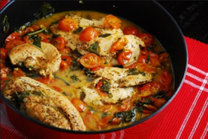 Mediterranean Chicken Thighs with Tomatoes and Basil