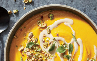 Tahini-Carrot Soup with Pistachios