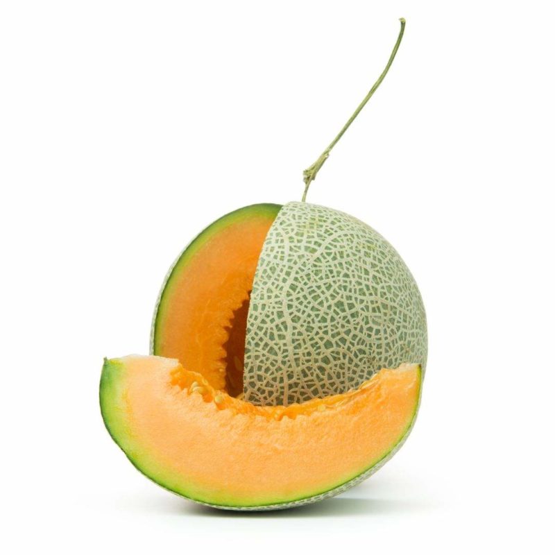 Image of cantaloupe with stem, one quarter of it sliced out set in front for healthy recipes ppma, private physicians medical associates