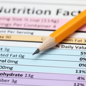 Focused image of a nutrition facts label.