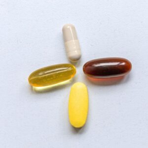 Supplements arranged in a simple shape.