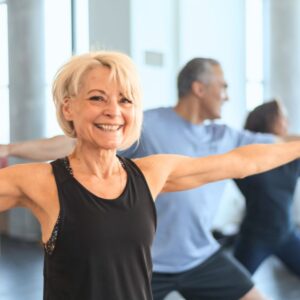 Seniors balance training indoors