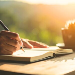 Person writing in gratitude journal