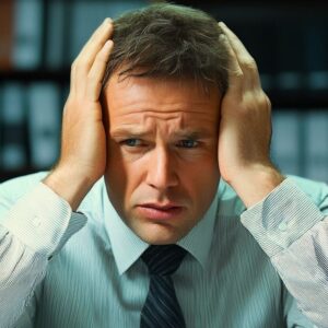 Image of a man suffering an energy crash, maybe a sugar crash