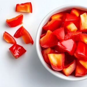 Diced red bell peppers