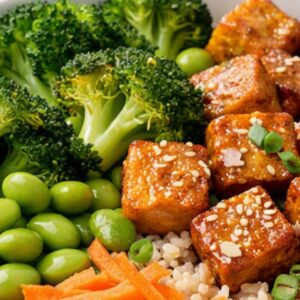 Sheet Pan Tofu, Broccoli & Edamame Bowls for Breast Health