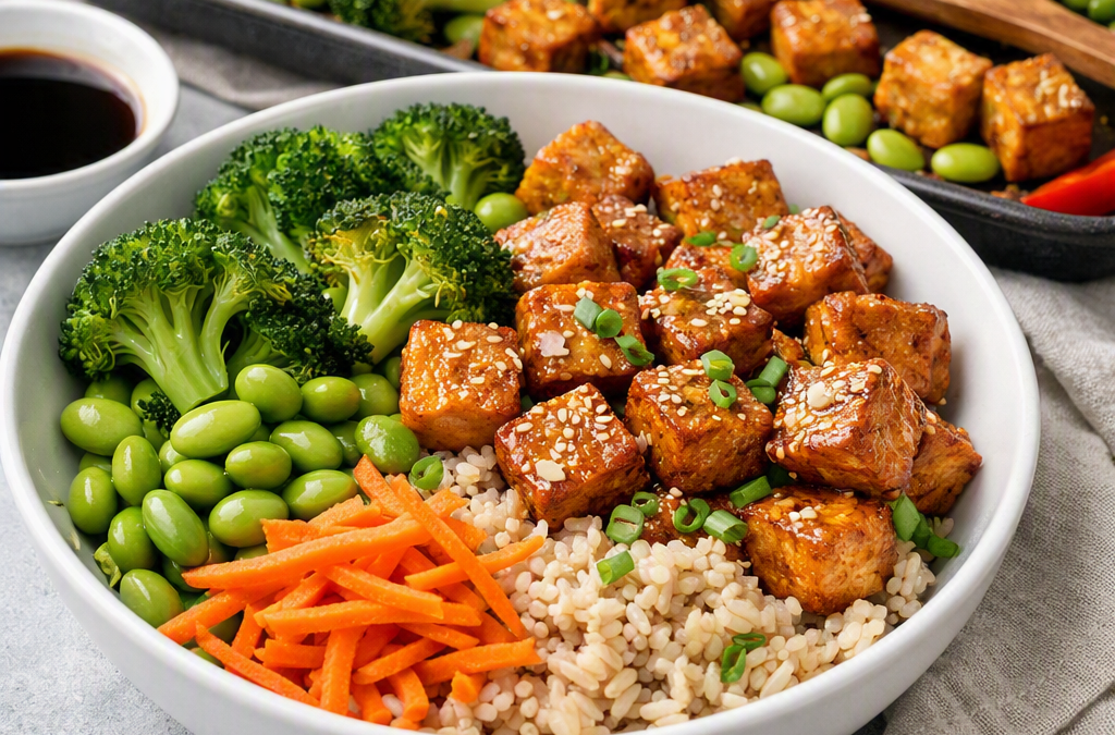 Sheet-Pan Tofu, Broccoli and Edamame Bowls