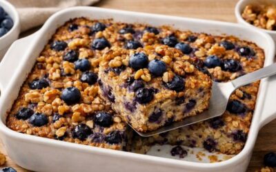 Blueberry Walnut Protein Baked Oatmeal Recipe
